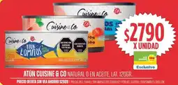 Supermercados Vea Cuisine & Co atún natural o en aceite, lat. oferta