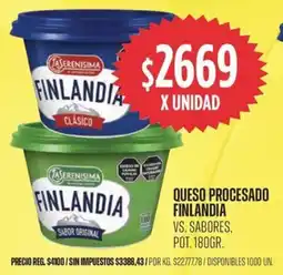 Supermercados Vea Finlandia queso procesado vs. sabores, pot. oferta