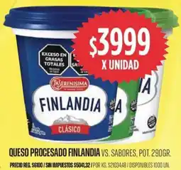 Supermercados Vea Finlandia queso procesado vs. sabores, pot. oferta