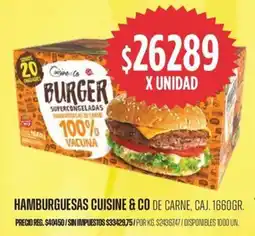 Supermercados Vea Cuisine & Co hamburguesas de carne, caj. oferta