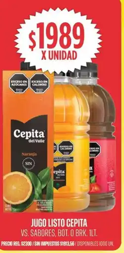 Supermercados Vea Cepita jugo listo vs. sabores, bot. o brk. oferta