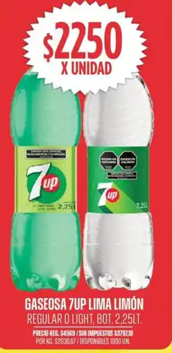 Supermercados Vea 7up gaseosa lima limón regular o light, bot. oferta