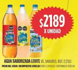 Supermercados Vea Levite agua saborizada vs. sabores, bot. oferta