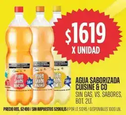 Supermercados Vea Cuisine & Co agua saborizada sin gas, vs. sabores, bot. oferta
