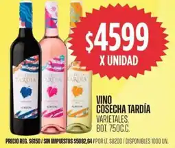 Supermercados Vea Cosecha tardía vino varietales, bot. oferta