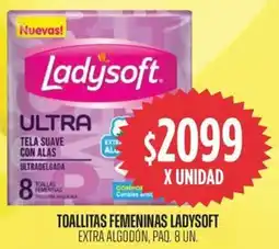Supermercados Vea Ladysoft toallitas femeninas extra algodón, paq. oferta
