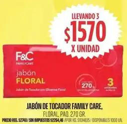Supermercados Vea Family care jabón de tocador floral, paq. oferta