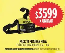 Supermercados Vea Krea pack 10 perchas plástico negro 0123, cja. oferta