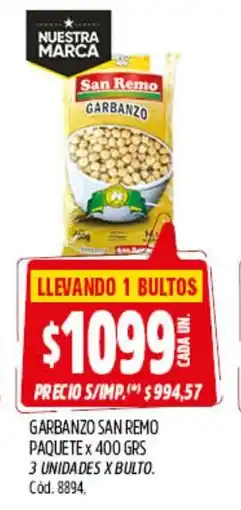 Supermercados Yaguar San remo garbanzo paquete oferta