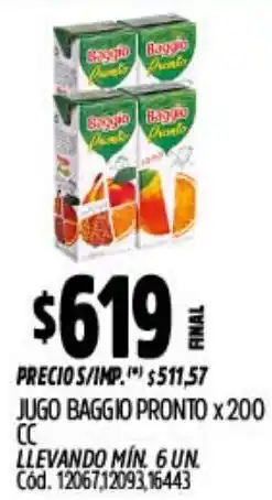 Supermercados Yaguar Baggio jugo pronto oferta