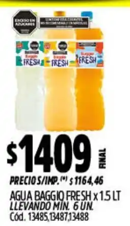 Supermercados Yaguar Baggio fresh agua oferta