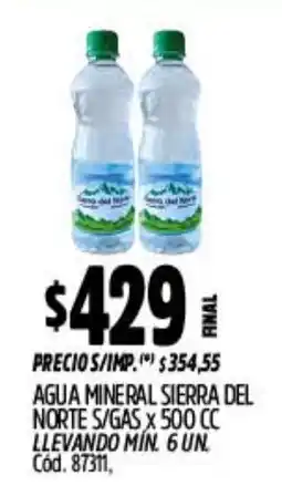 Supermercados Yaguar Sierra del norte agua mineral s/gas oferta