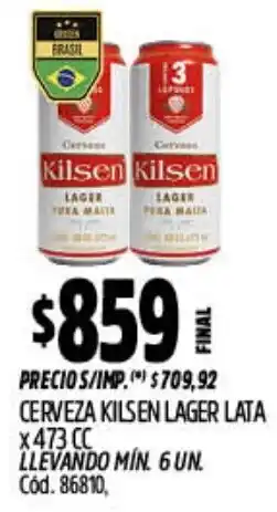 Supermercados Yaguar Kilsen cerveza lager lata oferta
