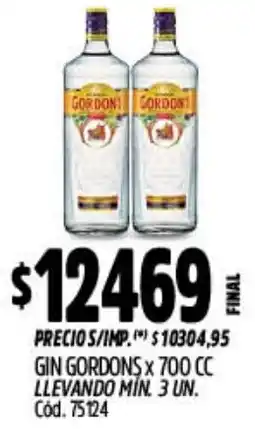 Supermercados Yaguar Gordons gin oferta