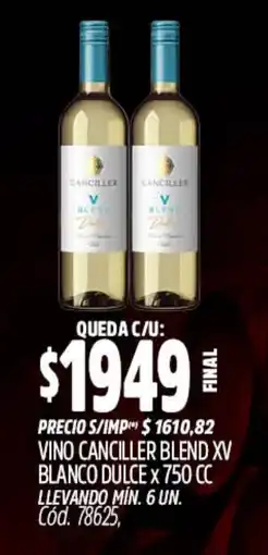 Supermercados Yaguar Canciller vino blend XV blanco dulce oferta