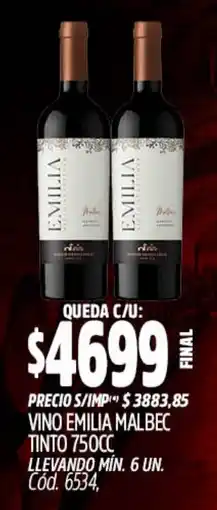 Supermercados Yaguar Emilia vino malbec tinto oferta
