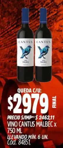 Supermercados Yaguar Cantus vino malbec oferta