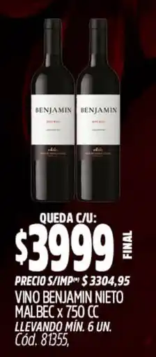 Supermercados Yaguar Benjamin vino nieto malbec oferta