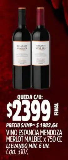 Supermercados Yaguar Estancia mendoza vino merlot malbec oferta