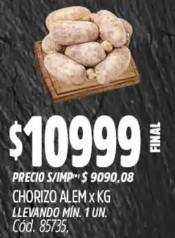Supermercados Yaguar Chorizo alem oferta