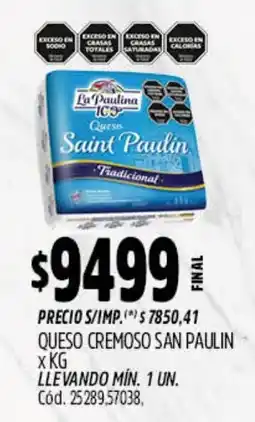 Supermercados Yaguar San paulin queso cremoso oferta