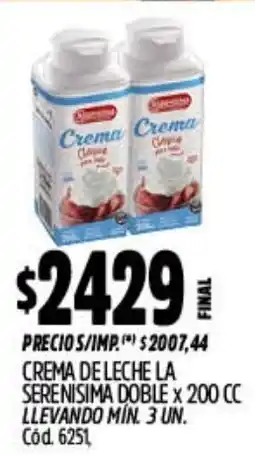 Supermercados Yaguar La serenísima crema de leche oferta