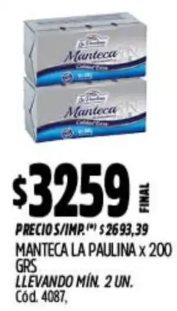 Supermercados Yaguar La paulina manteca oferta