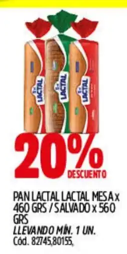 Supermercados Yaguar Lactal pan mesa oferta