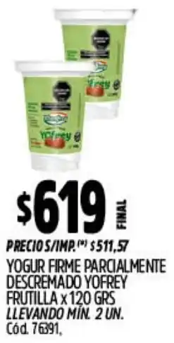 Supermercados Yaguar Yofrey yogur firme parcialmente descremado frutilla oferta