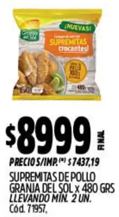 Supermercados Yaguar Supremitas de pollo granja del sol oferta