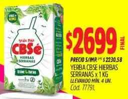 Supermercados Yaguar Cbsé yerba hierbas serranas oferta