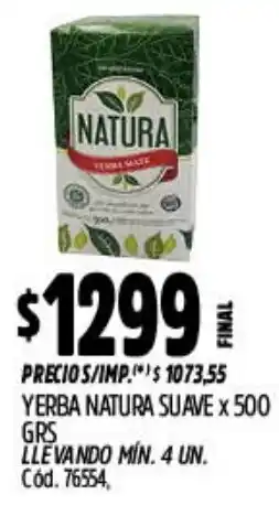 Supermercados Yaguar Natura yerba suave oferta