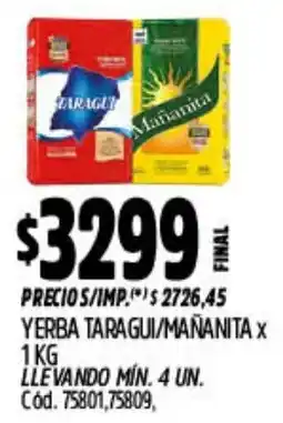 Supermercados Yaguar Taragui/mañanita yerba oferta