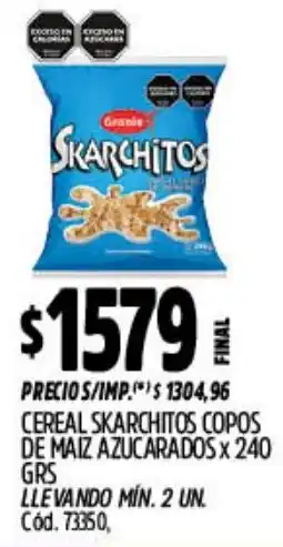 Supermercados Yaguar Skarchitos cereal copos de maiz azucarados oferta