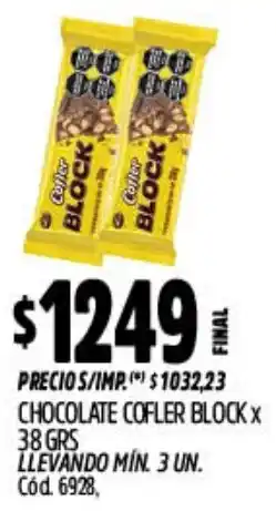 Supermercados Yaguar Cofler block chocolate oferta