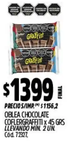 Supermercados Yaguar Cofler oblea chocolate graffiti oferta