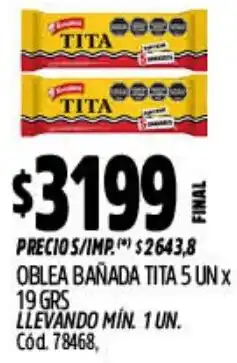 Supermercados Yaguar Bañada tita oblea oferta