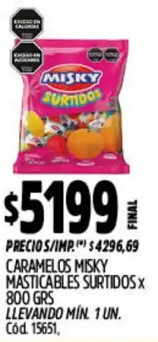 Supermercados Yaguar Misky caramelos masticables surtidos oferta