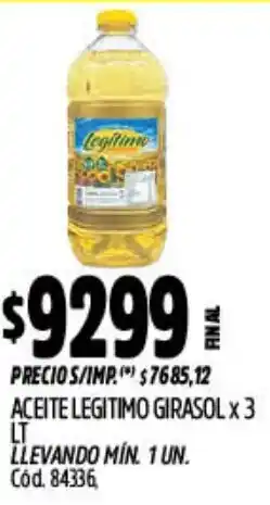 Supermercados Yaguar Legitimo aceite girasol oferta