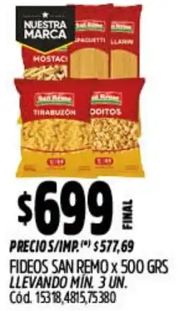 Supermercados Yaguar San remo fideos oferta