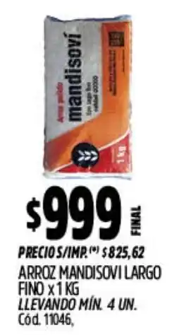 Supermercados Yaguar Arroz mandisovi largo fino oferta
