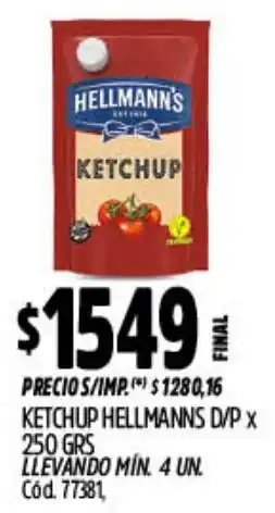 Supermercados Yaguar Hellmann's ketchup d/p oferta