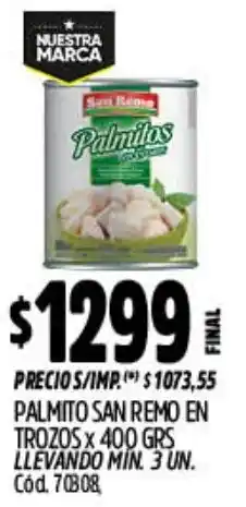 Supermercados Yaguar San remo palmito en trozos oferta