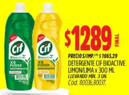 Supermercados Yaguar Cif detergente bioactive limon/lima oferta
