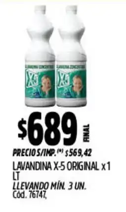 Supermercados Yaguar Lavandina x-5 original oferta