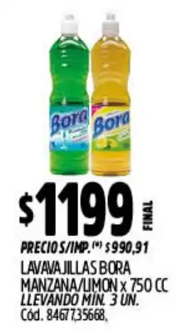 Supermercados Yaguar Lavavajillas bora manzana/limon oferta