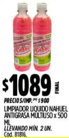Supermercados Yaguar Nahuel limpiador liquido antigrasa multiuso oferta