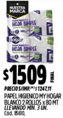 Supermercados Yaguar My hogar papel higienico blanco oferta