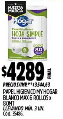 Supermercados Yaguar My hogar papel higienico blanco max oferta