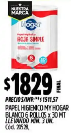 Supermercados Yaguar My hogar papel higienico blanco oferta